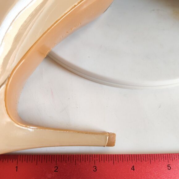 Calvin Klein Heels Size 10 Faux Leather Stiletto Nude Neutral Pointy Toe Beige - Picture 11 of 11